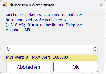 Zielgröße eingeben