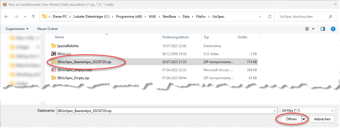 ZIP-Datei öffnen
