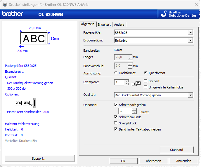 Format SB62x25 – Längetikett