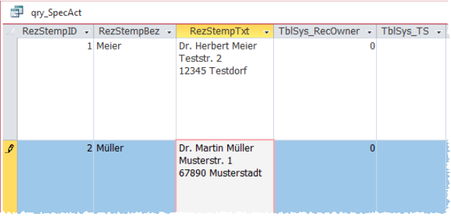 SQL-Tabelle für Rezeptstempel