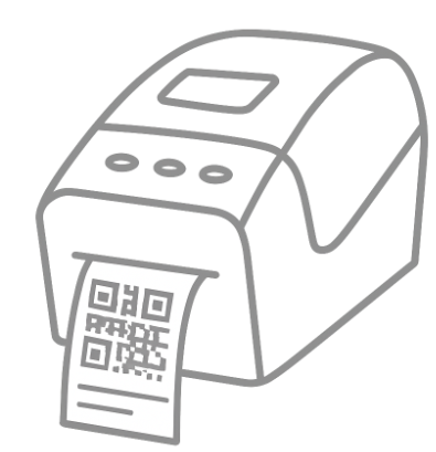 Symbolbild Etikettendrucker – kompakt, Thermodirekt mit QR-/Barcode-Etikett