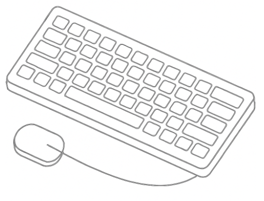 Symbolbild Reinraum-Tastatur – Linienzeichnung ohne Tastenbeschriftung